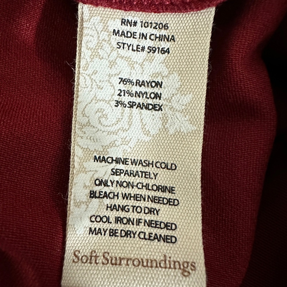 Soft Surroundings Womens Pants Plus 3X Burgundy Pull On Straight Classic Casual - Picture 13 of 13